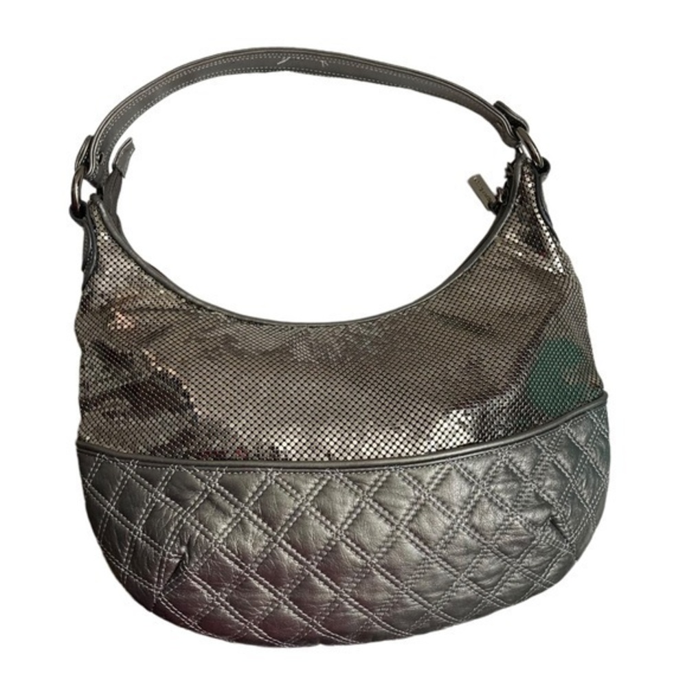 Whiting & Davis mesh and quilted leather evening hobo bag